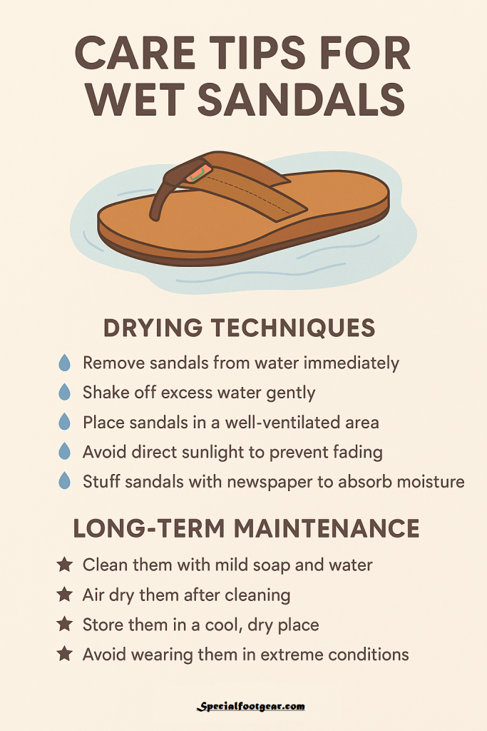 care tips for wet sandals