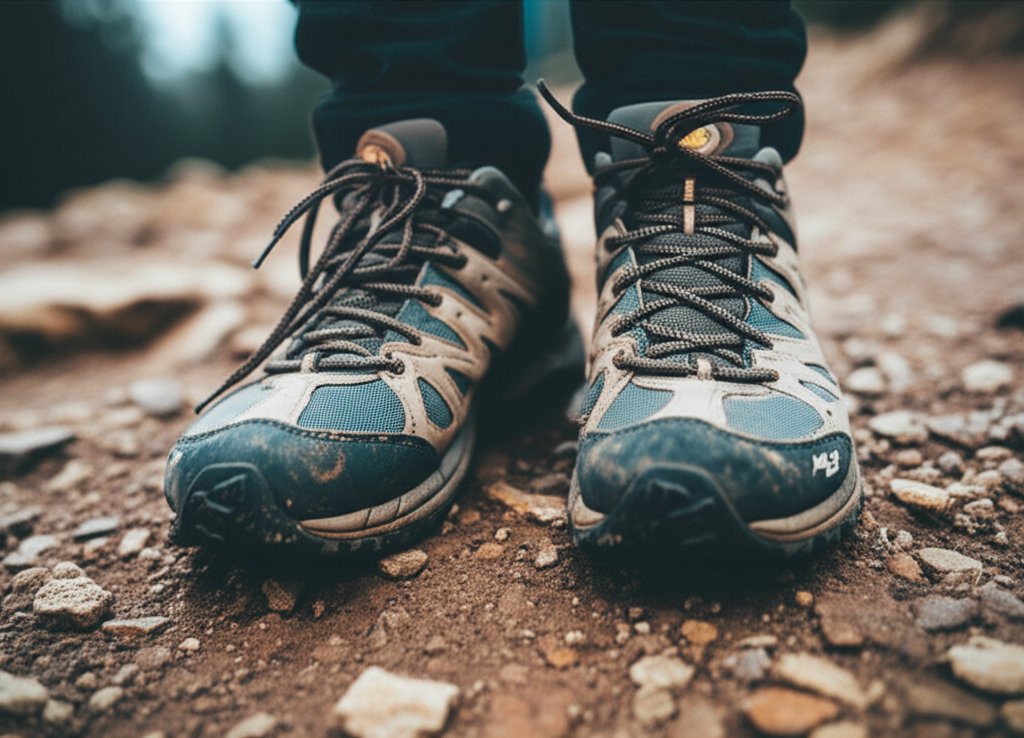 Generate a high-quality, relevant image prompt for an article about: Are Walking Shoes Good For Hiki