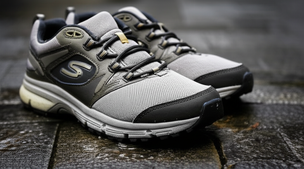 Generate a high-quality, relevant image prompt for an article about: Are Walking Shoes Waterproof? U