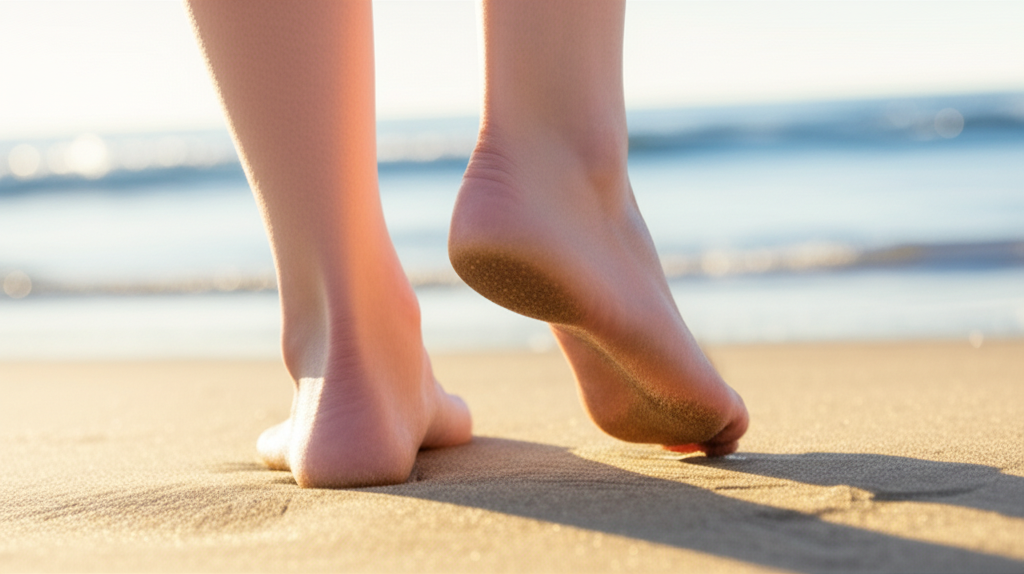 Generate a high-quality, relevant image prompt for an article about: Is It Ok To Walk Without Shoes?