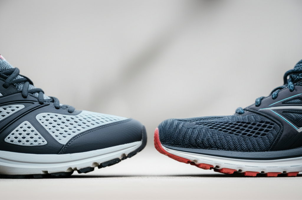 Generate a high-quality, relevant image prompt for an article about: Should Walking Shoes Be Stiff O