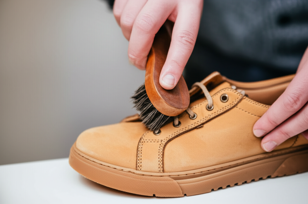 Generate a high-quality, relevant image prompt for an article about: Are Suede Shoes Hard to Clean?