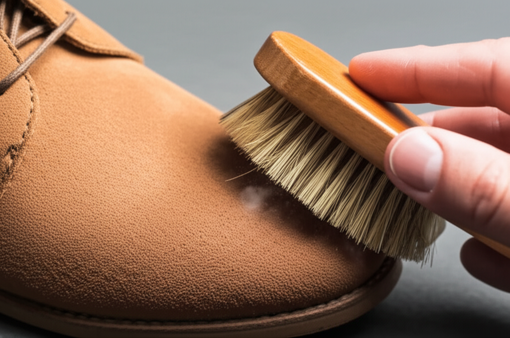 Generate a high-quality, relevant image prompt for an article about: Are Suede Shoes Hard to Clean?