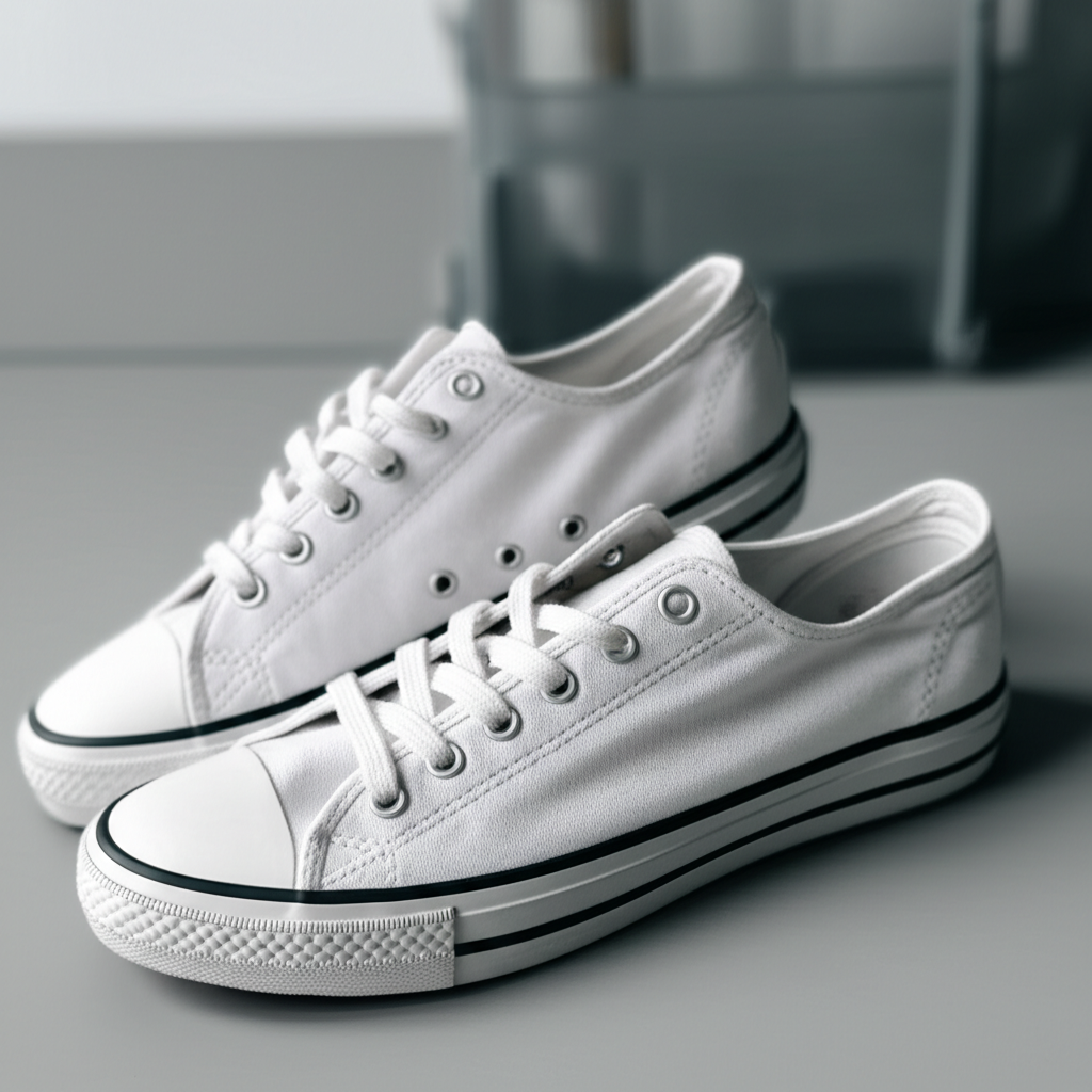 Generate a high-quality, relevant image prompt for an article about: How to Clean Fabric Shoes: Effo