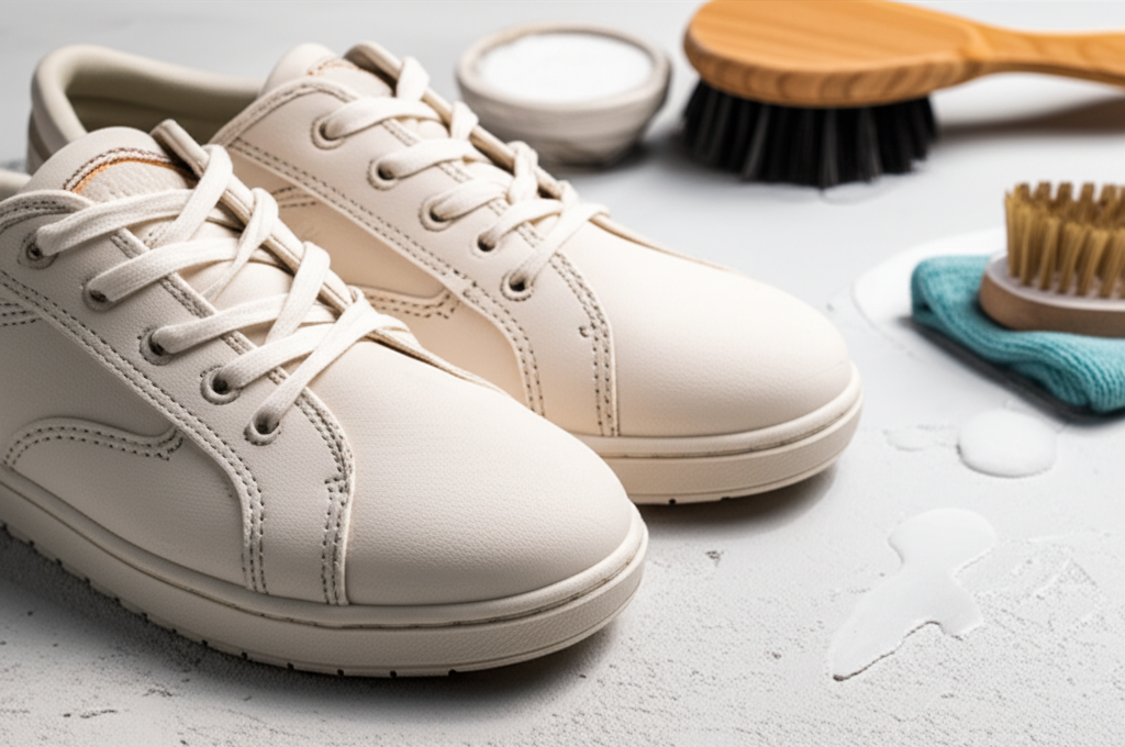 Generate a high-quality, relevant image prompt for an article about: How to Clean Fabric Shoes: Effo