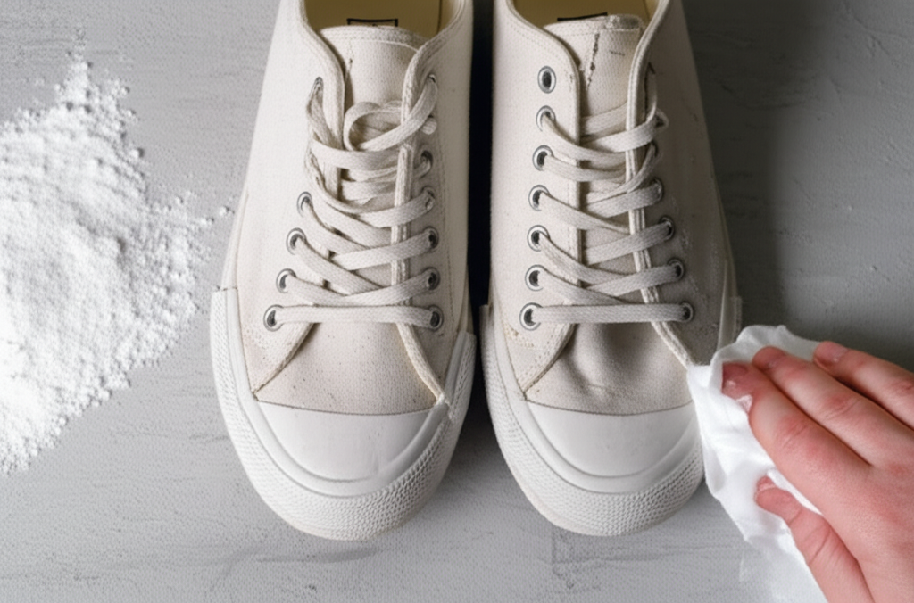Generate a high-quality, relevant image prompt for an article about: Does Baking Soda Clean Shoes? A