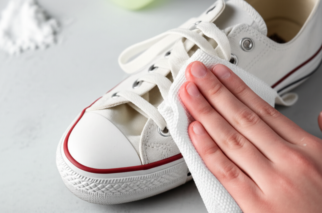 Generate a high-quality, relevant image prompt for an article about: Does Baking Soda Clean Shoes? A