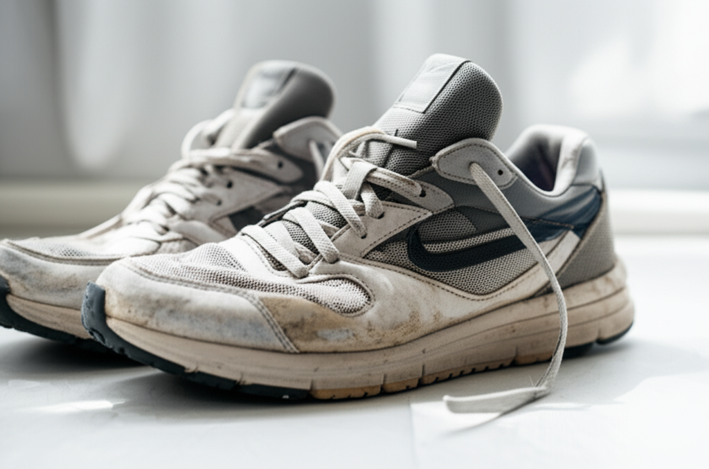 Generate a high-quality, relevant image prompt for an article about: How to Clean Moldy Shoes: Effor