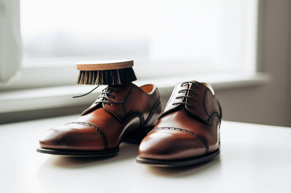 Generate a high-quality, relevant image prompt for an article about: How to Clean Leather Shoes: Eff