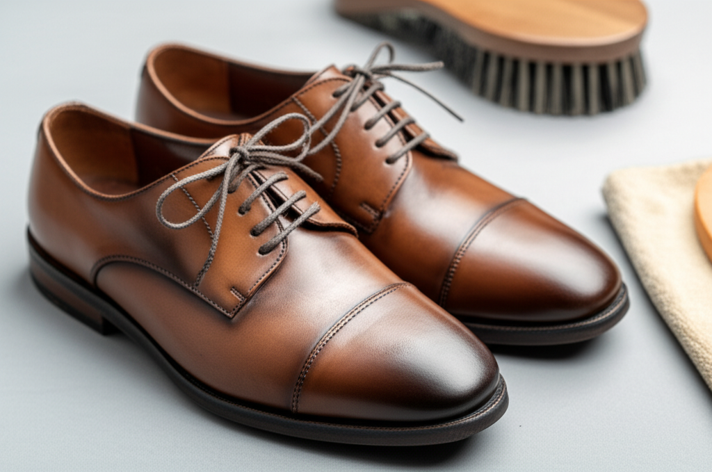 Generate a high-quality, relevant image prompt for an article about: How to Clean Leather Shoes: Eff