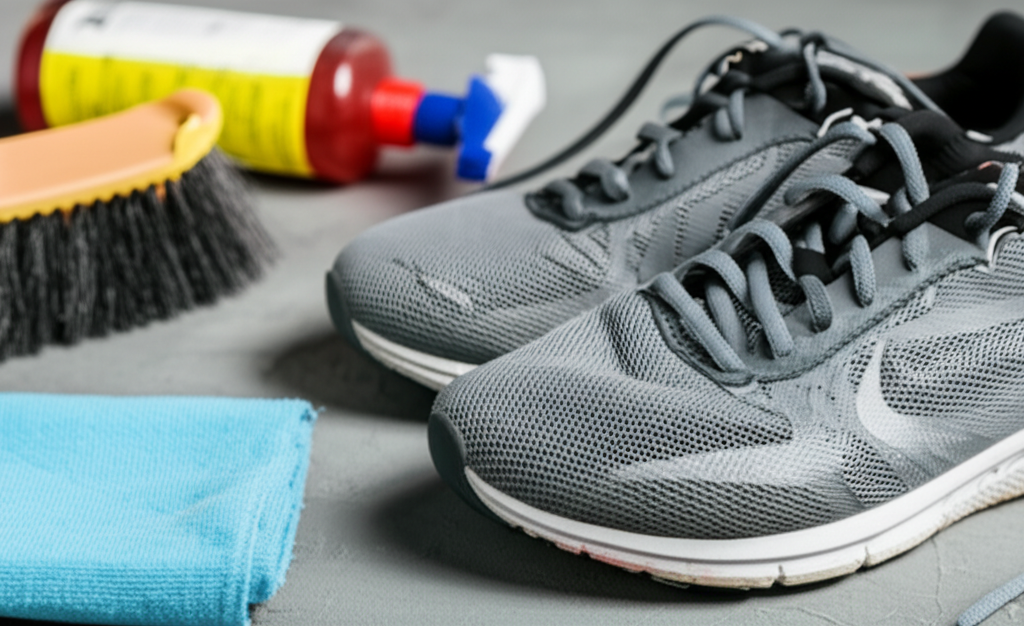 Generate a high-quality, relevant image prompt for an article about: How to Clean Moldy Shoes: Effor