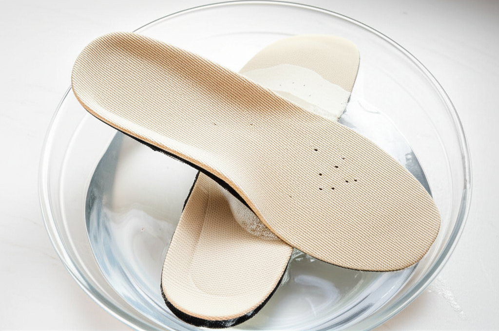 Generate a high-quality, relevant image prompt for an article about: How to Clean Shoe Insoles: Effo