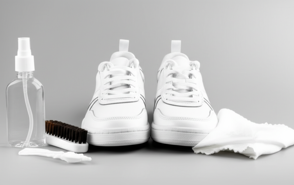 Generate a high-quality, relevant image prompt for an article about: What to Clean White Shoes With: