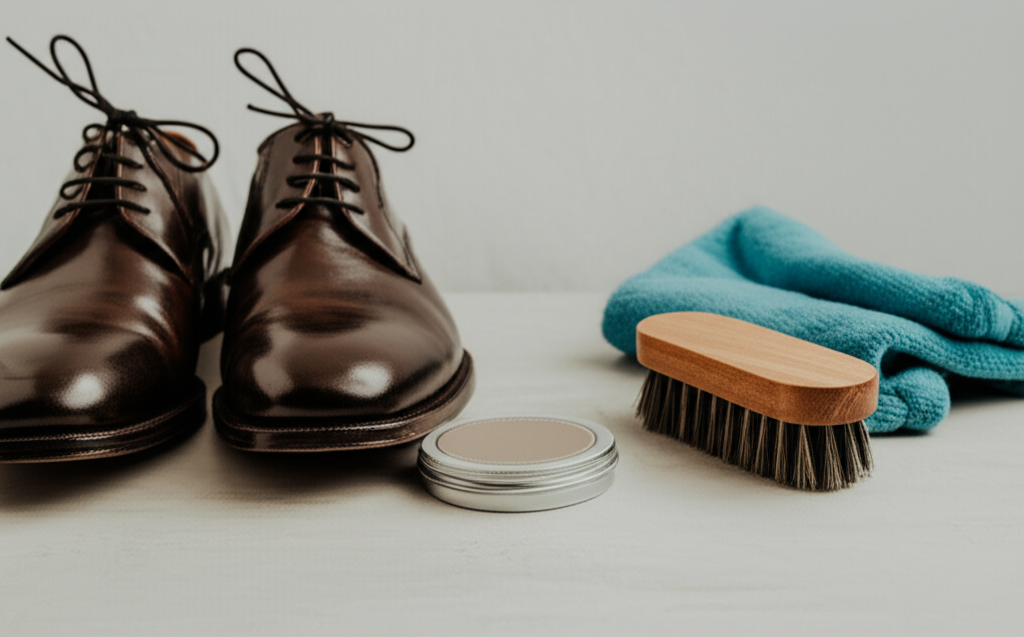 Generate a high-quality, relevant image prompt for an article about: What to Clean Leather Shoes Wit